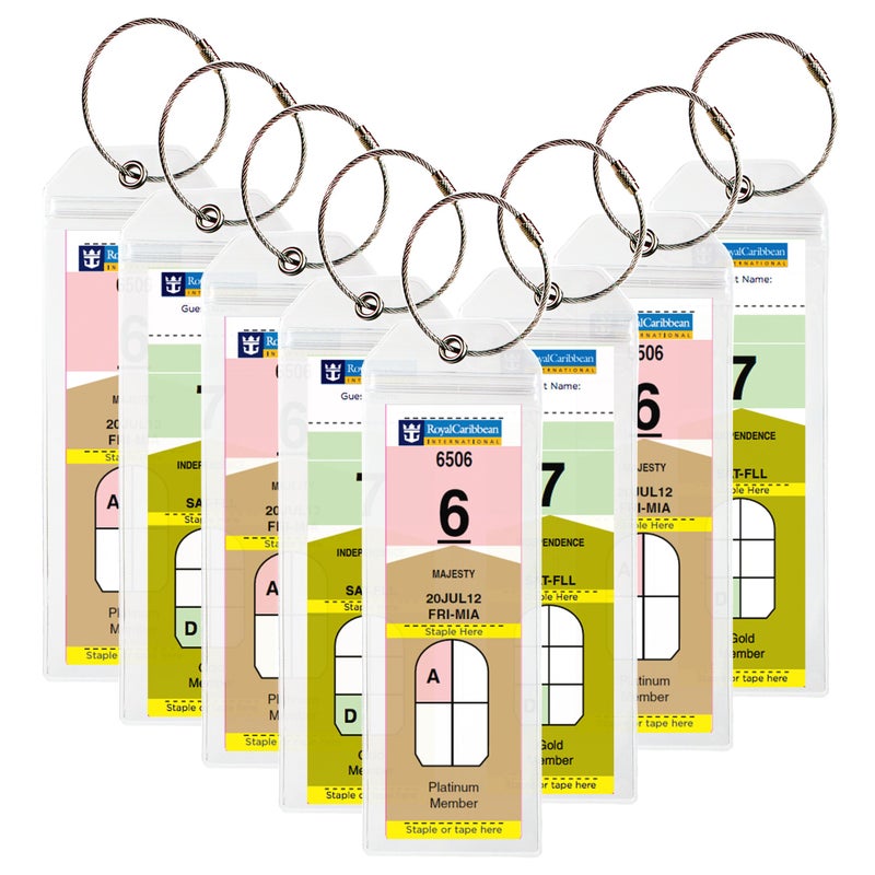 Millennial Essentials Cruise Tags - Narrow Cruise Ship Luggage Etag Holder with Zip Seal & Steel Loops for Royal Caribbean and Celebrity Cruises (8 Pack) - Image 4